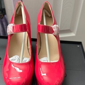 Chic Pink Patent Leather Mary Jane Heels